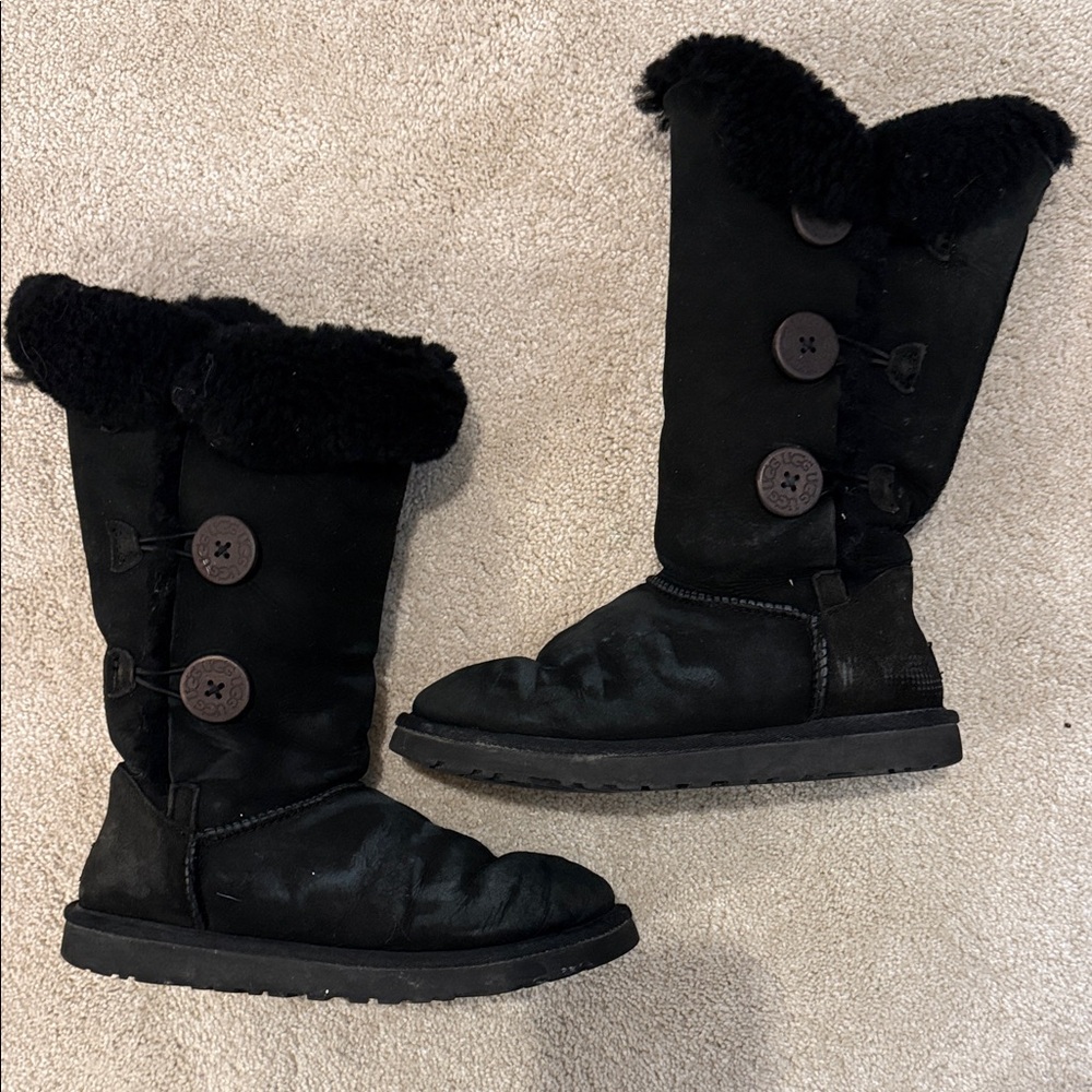UGGS Bailey Button slip on high boots Black Women’s size 7